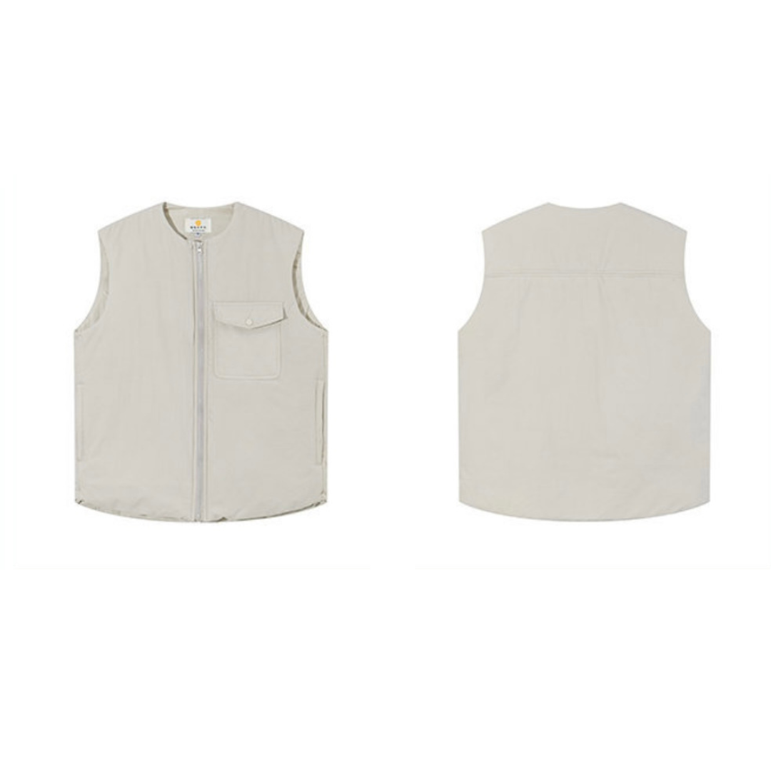 クルーネック　パテッド　ジップベスト　N906