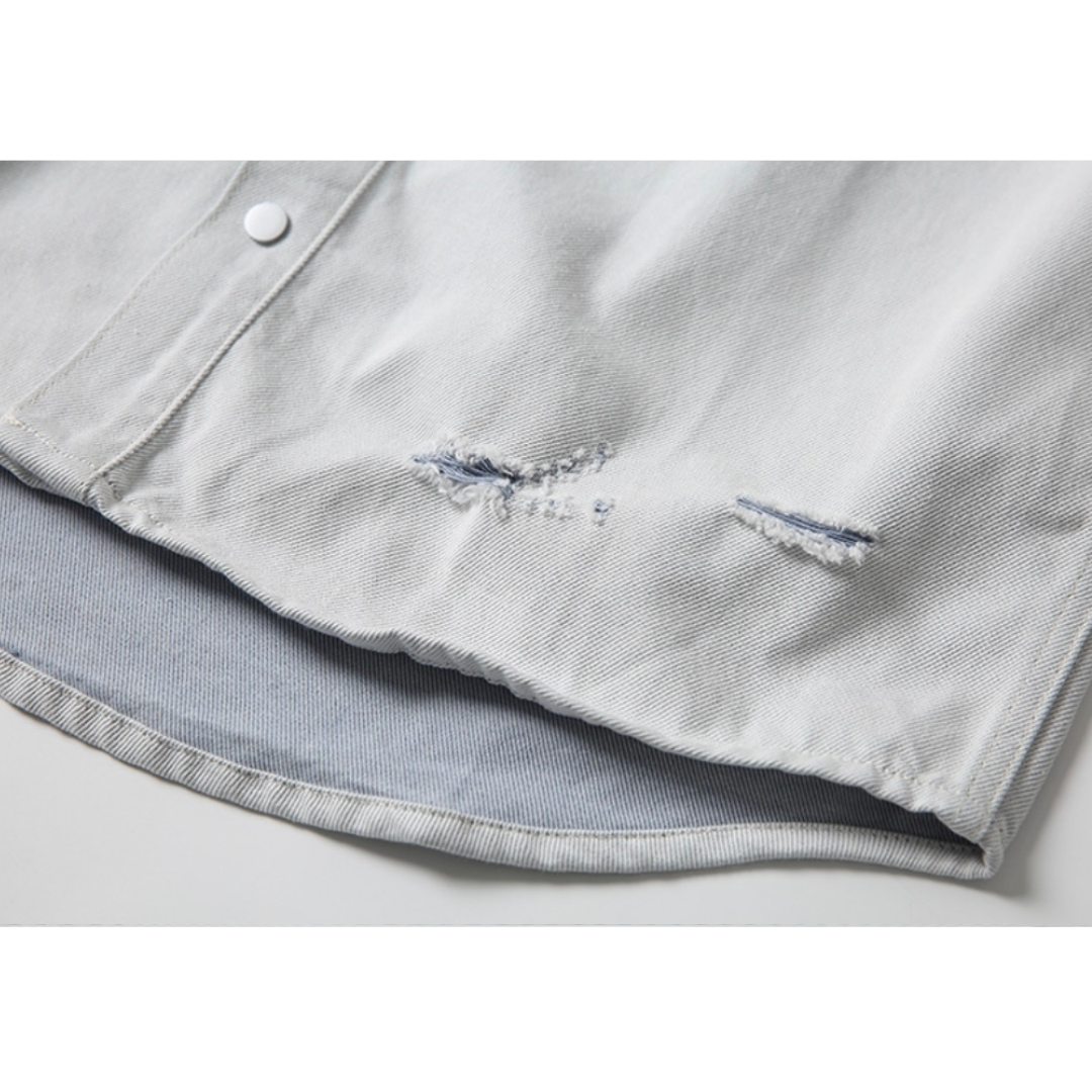 ダメージ　デニム　シャツジャケット　N1095