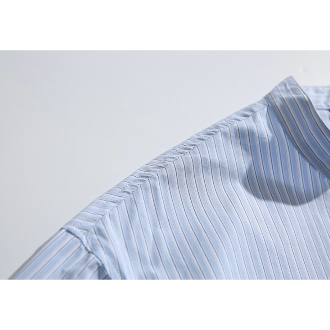 ポケット付き　バンドカラー　プルオーバーシャツ　N1089