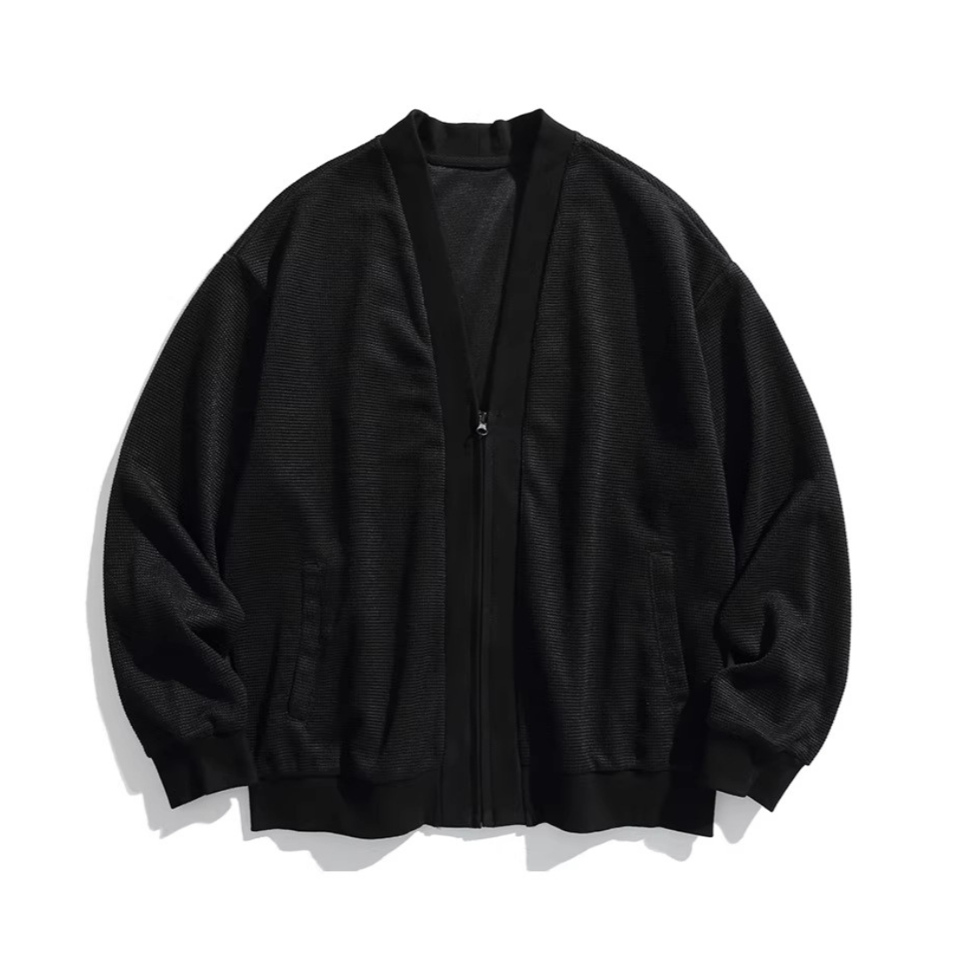 ストレッチポリエステル　ジップカーディガン　N1091