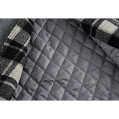 チェックコンビ　ステンカラーコート　N976