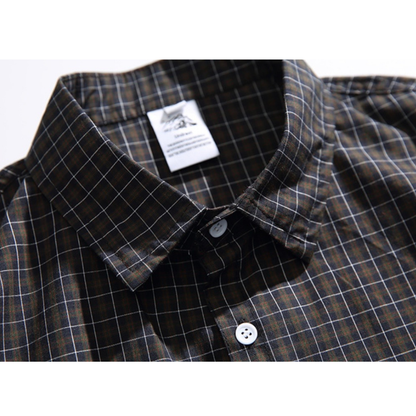 ダークタータンチェック　ワンポイント　半袖シャツ　N1291