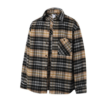 レトロチェック　起毛　シャツジャケット　N1008