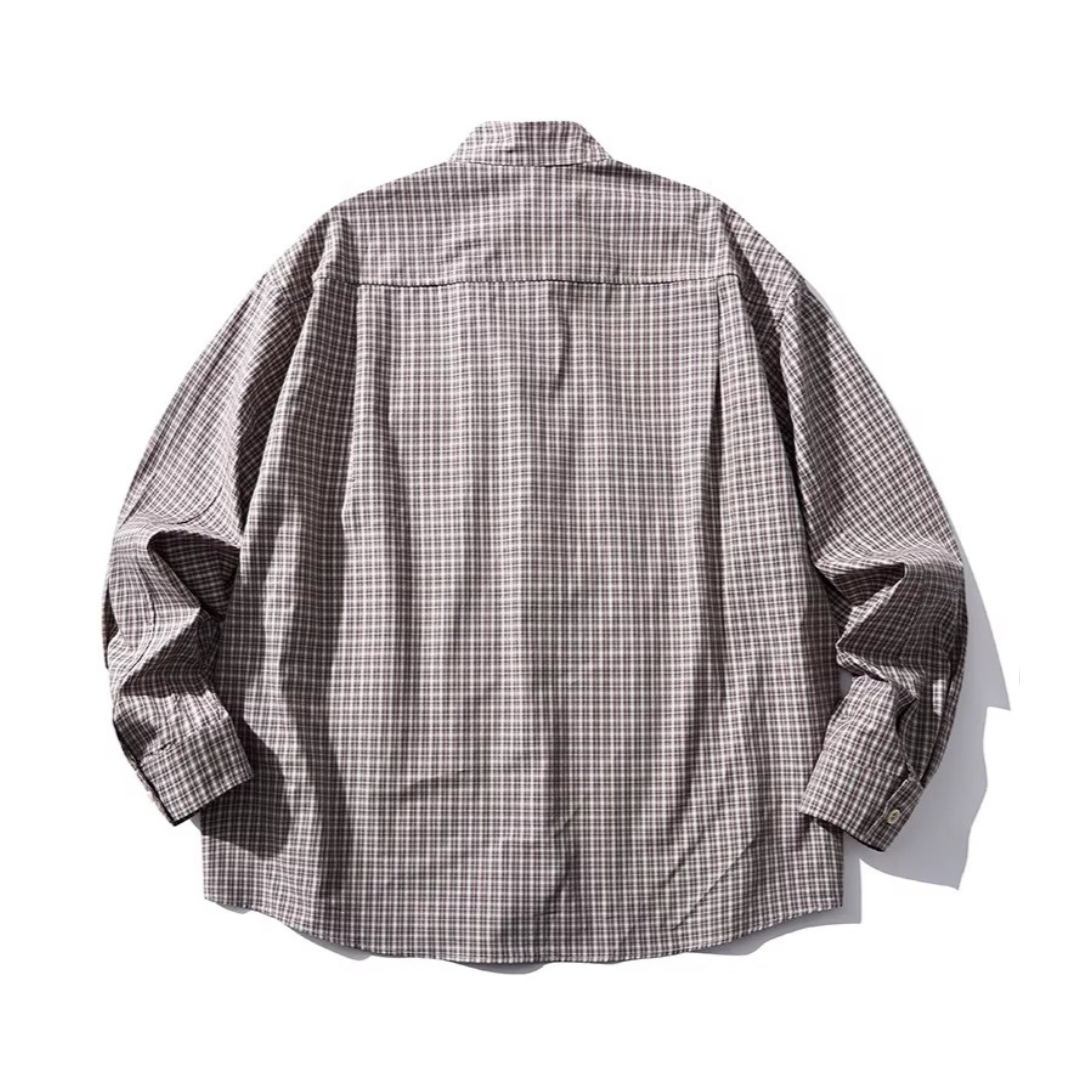 ミニマルチェック　スタンドカラーシャツ　N1145