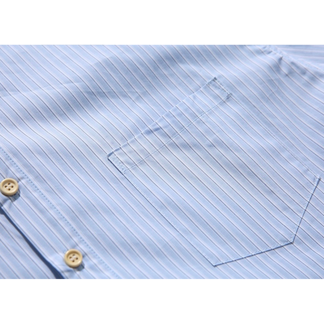 ストライプ　ハーフプラケット　半袖シャツ　N1292