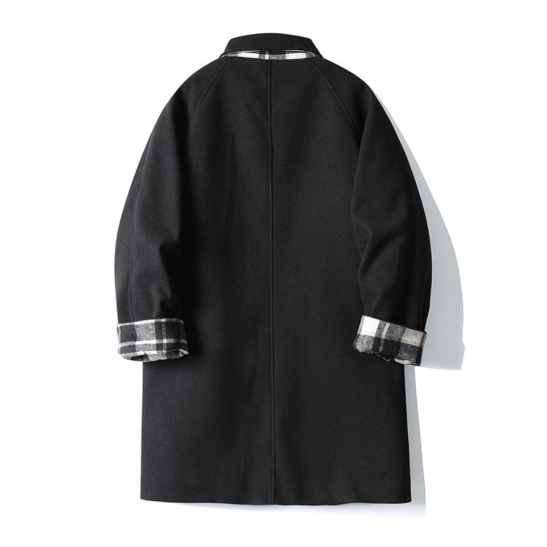 チェックコンビ　ステンカラーコート　N976