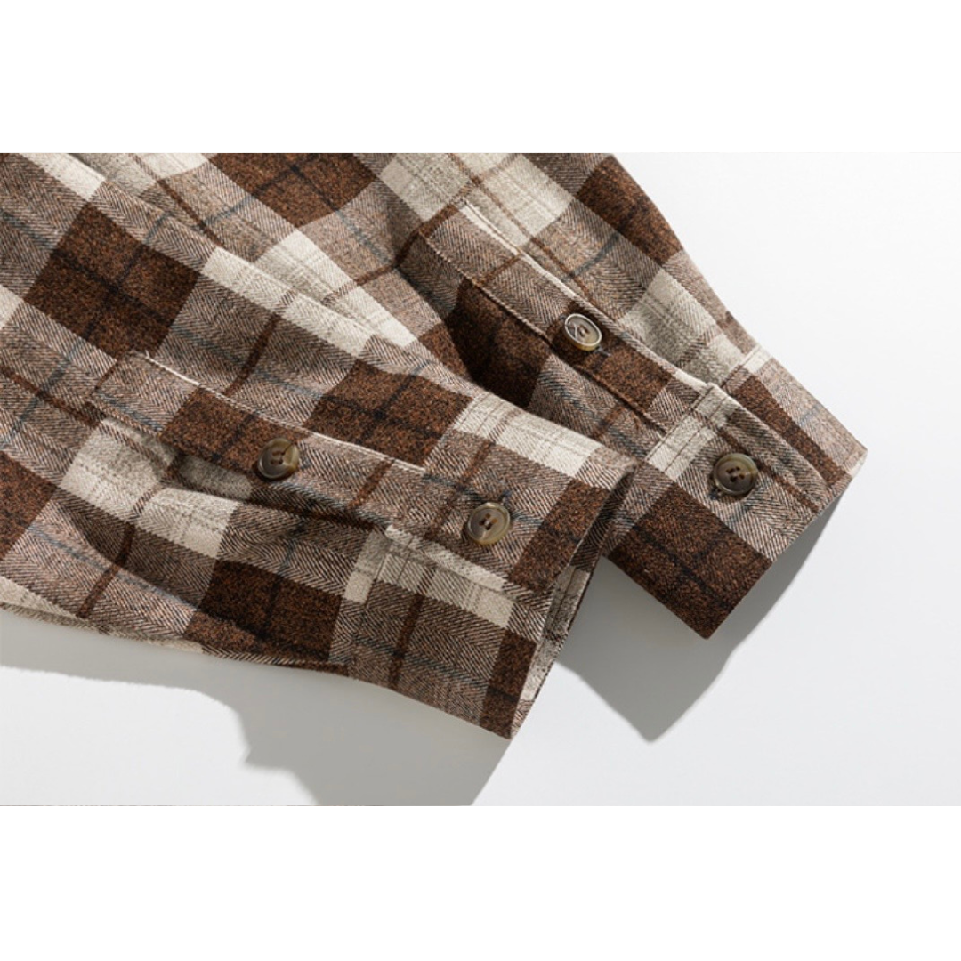 コットンポリ　ヘリンボンチェック　ネルシャツ　N1217