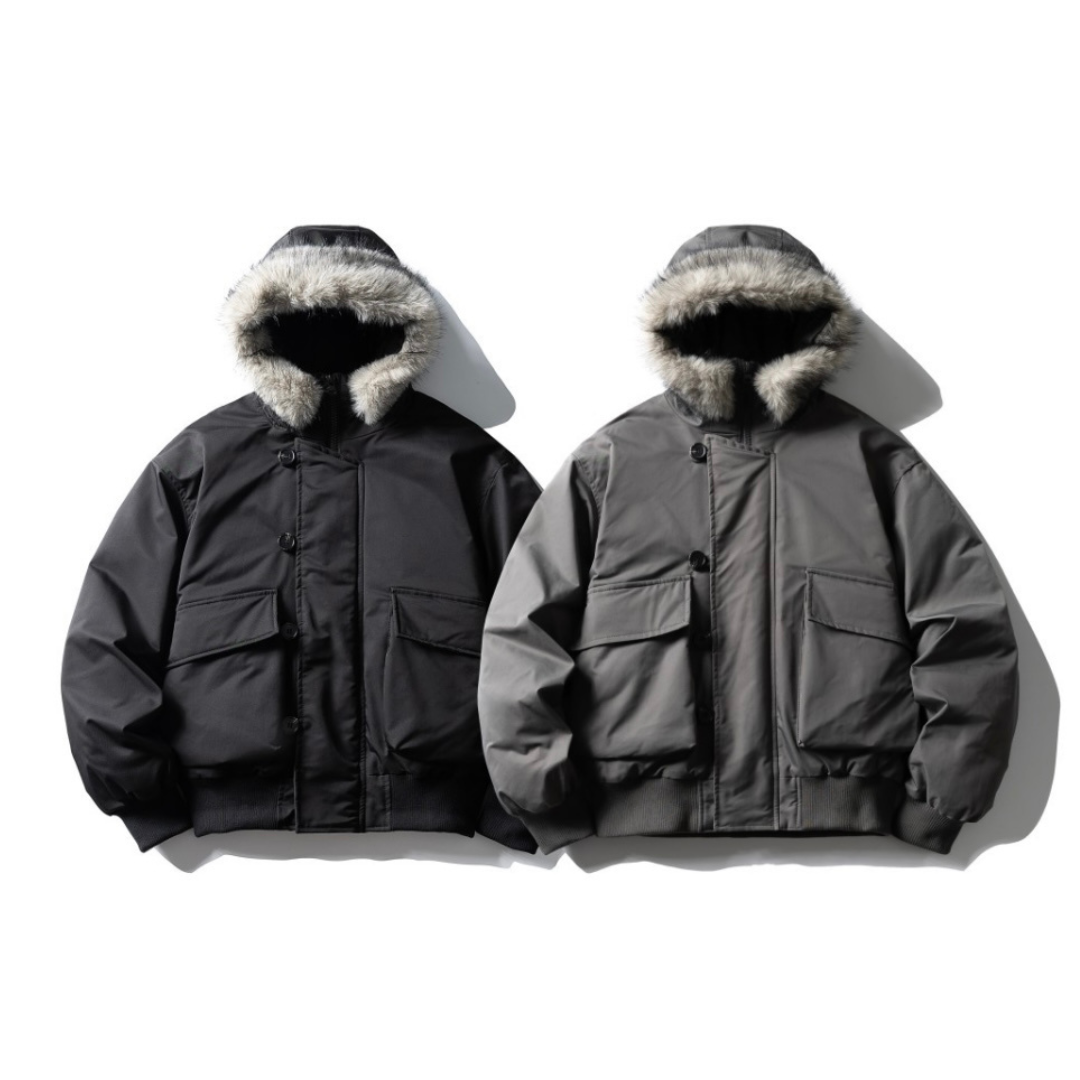 ホワイトダックダウン　ファー付きフードジャケット　N885