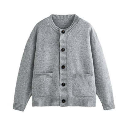 ミドルゲージ　クルーネック　カーディガン　N933