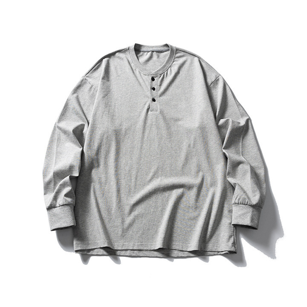 ヘンリーネック　ロングスリーブ　ワイドTシャツ　N214