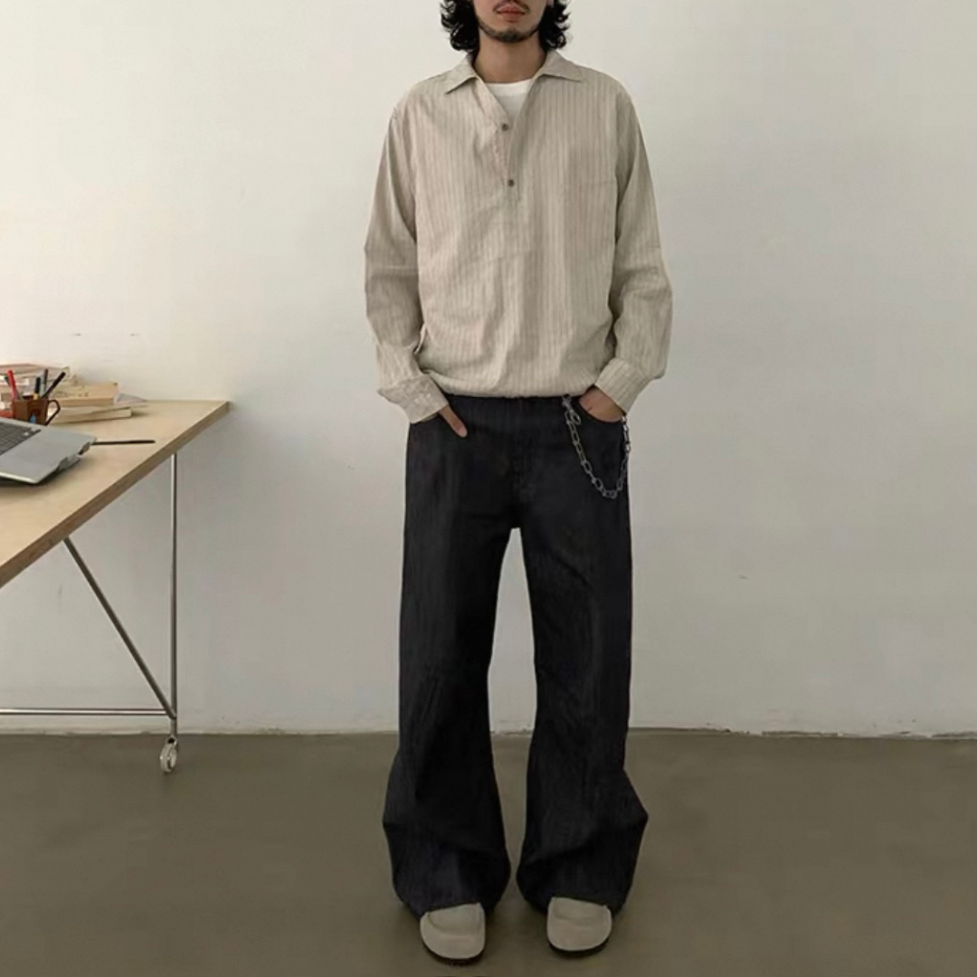 ワイドピッチストライプ　プルオーバーシャツ　N651