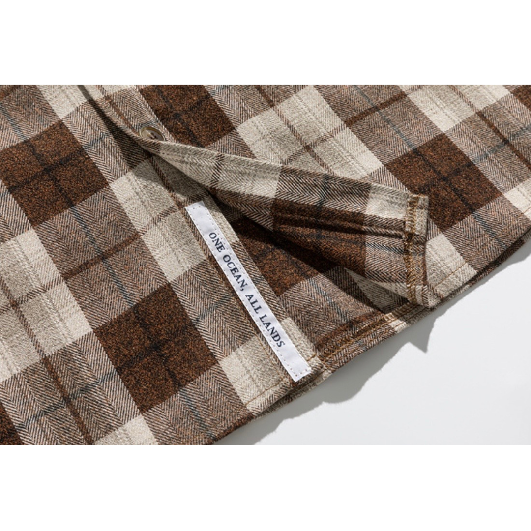 コットンポリ　ヘリンボンチェック　ネルシャツ　N1217