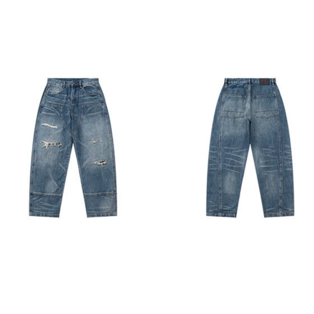 ダブルニー　ブロークンデニム　ワイドパンツ　N1245