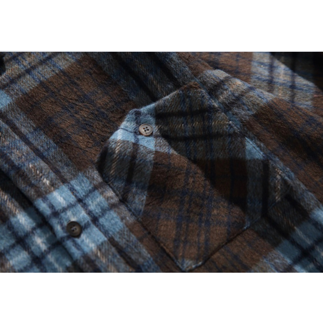 レトロチェック　起毛　シャツジャケット　N1008