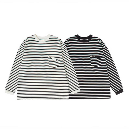 ルーズポケットボーダー　ロングスリーブ　Ｔシャツ　N382