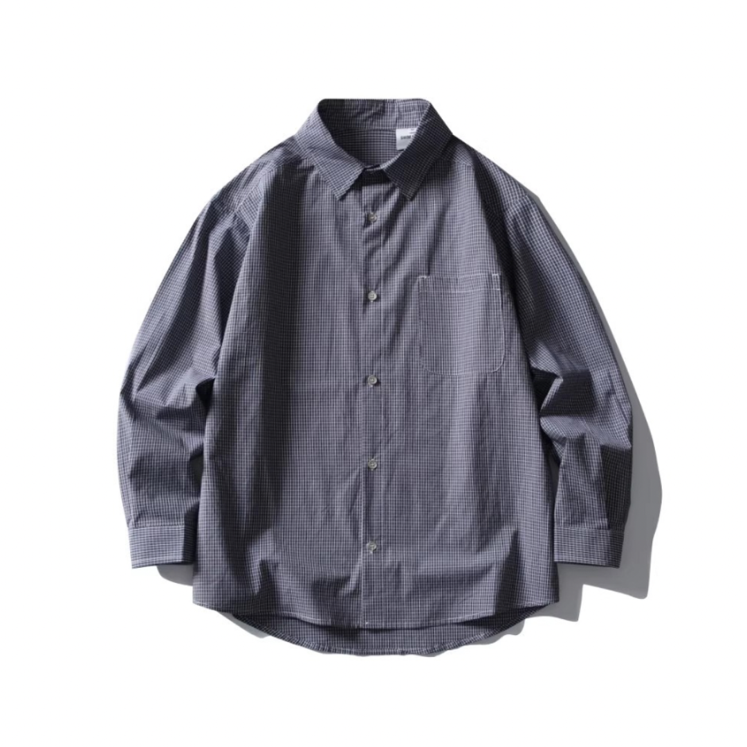 ミニマルネイビーチェック　ブロードシャツ　N1061