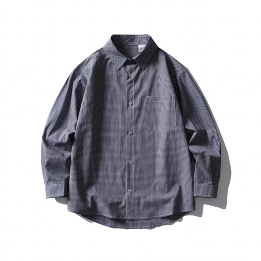 ミニマルネイビーチェック　ブロードシャツ　N1061