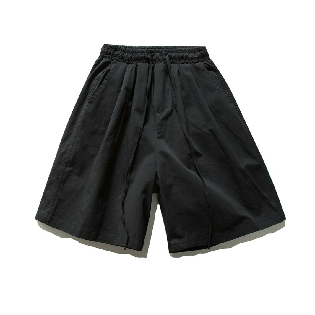 ライトコットン イージーワイド ショートパンツ N379 ブラック