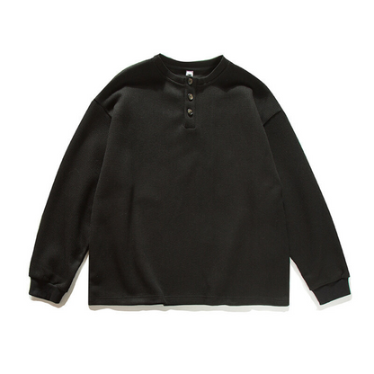ポリコットン　ワッフル　ヘンリーネック長袖Ｔシャツ　N609