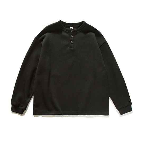 ポリコットン　ワッフル　ヘンリーネック長袖Ｔシャツ　N609