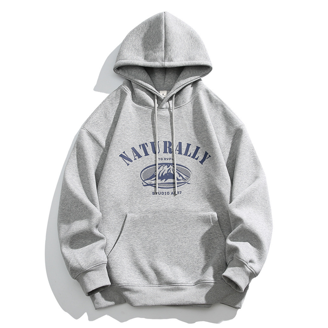 Cotton Poly College Print Sweat Hoodie N1698 ライトグレー