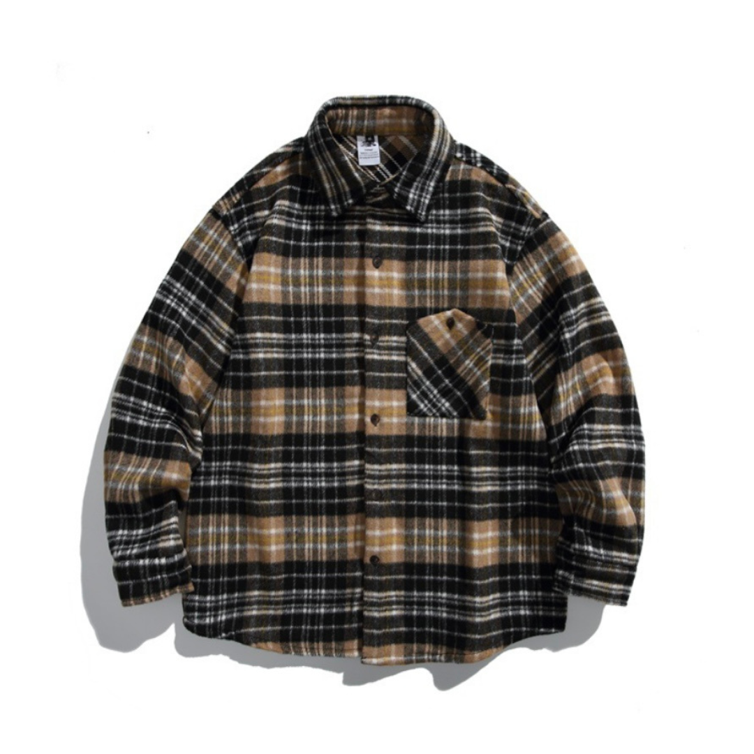 レトロチェック　起毛　シャツジャケット　N1008