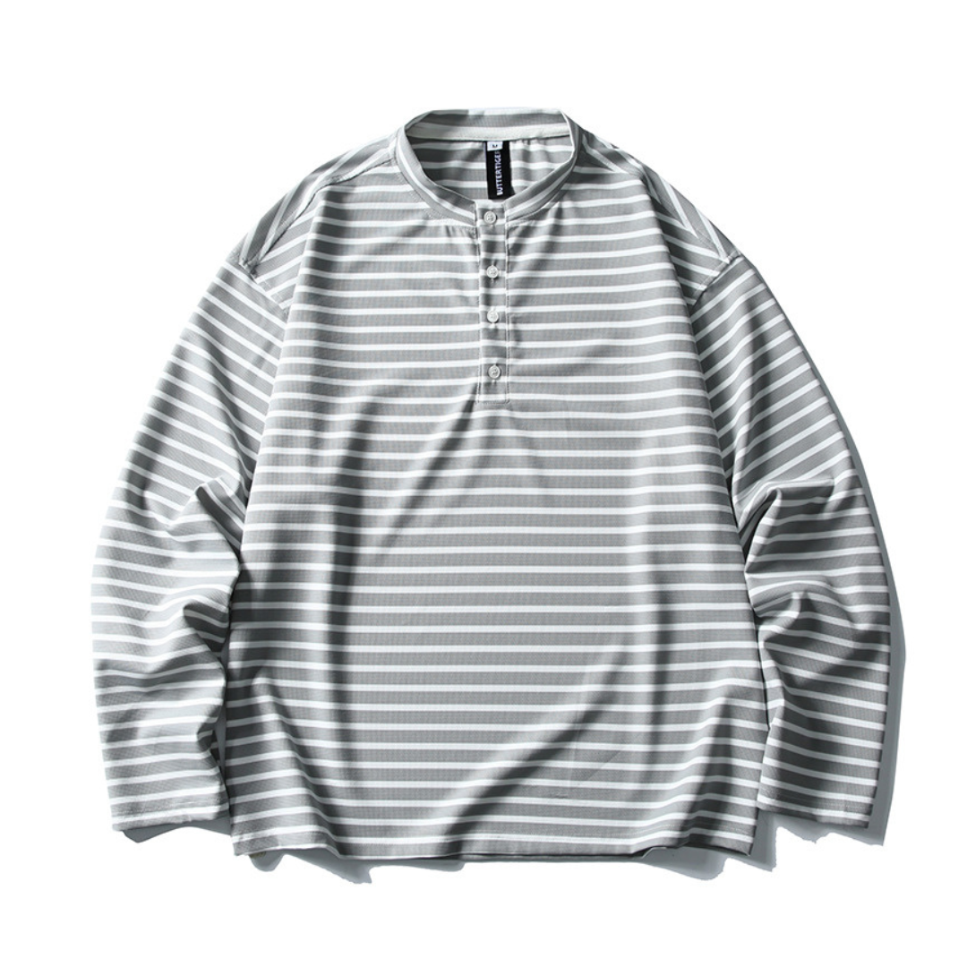 ストレッチナイロン　ヘンリーネック長袖Tシャツ　N1142