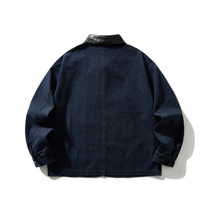レザーコンビ　ウォッシュドキャンバス　ジップワークジャケット　N1708