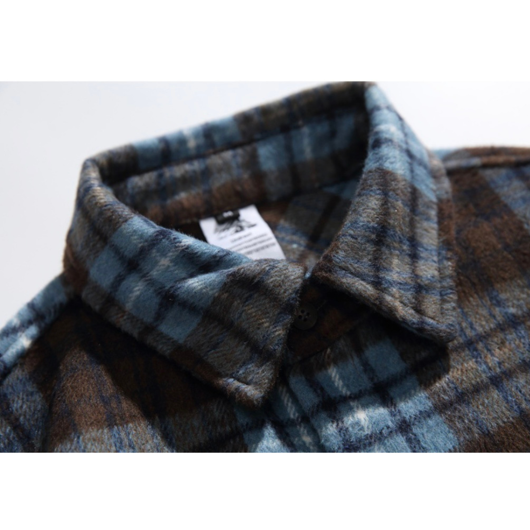 レトロチェック　起毛　シャツジャケット　N1008