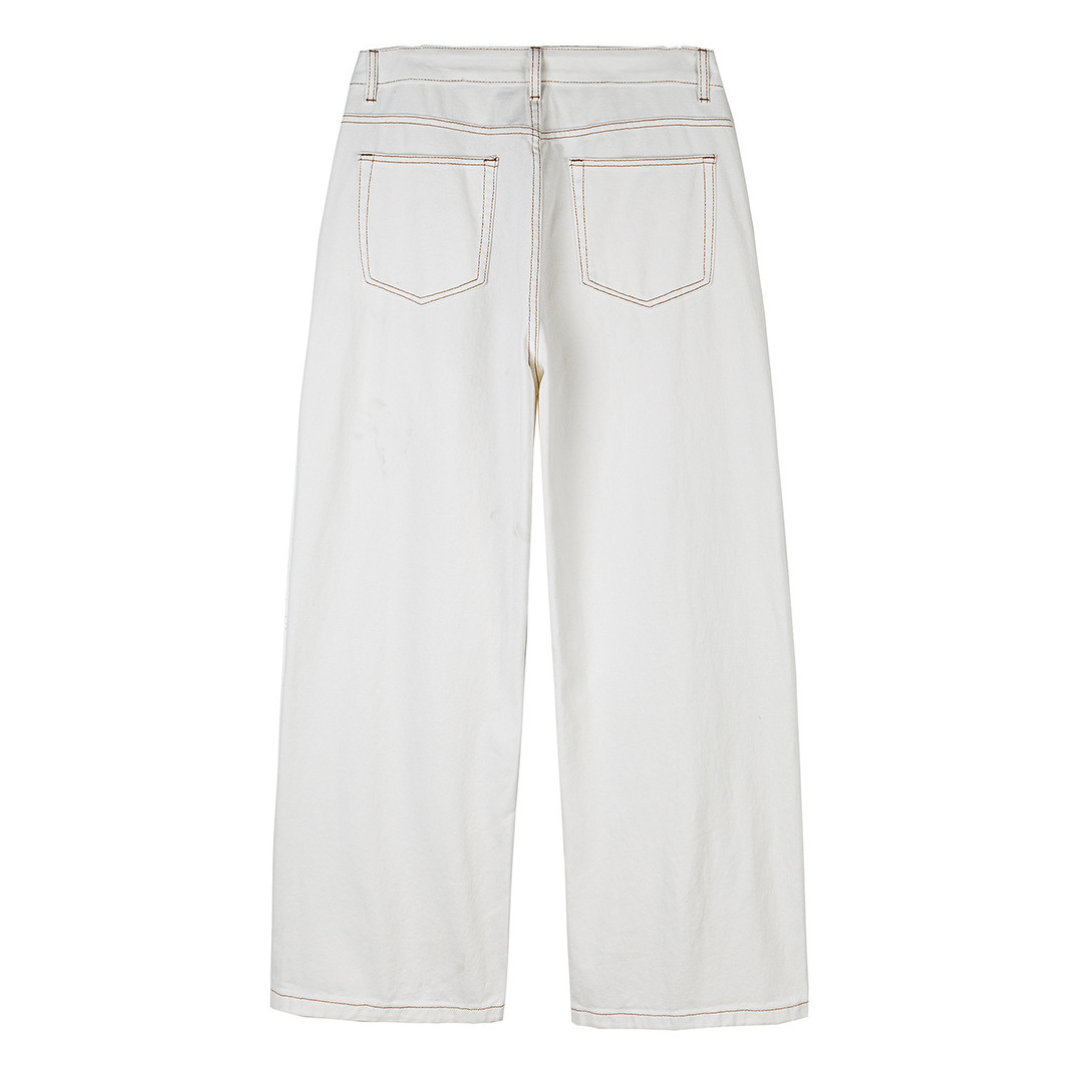 ホワイトデニム　ワイドストレートパンツ　N1098