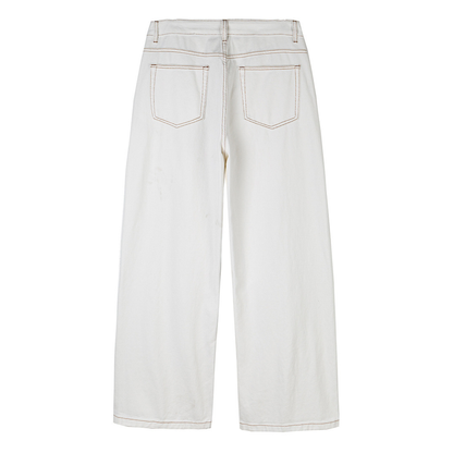 ホワイトデニム　ワイドストレートパンツ　N1098