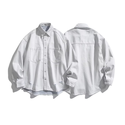 ダメージ　デニム　シャツジャケット　N1095