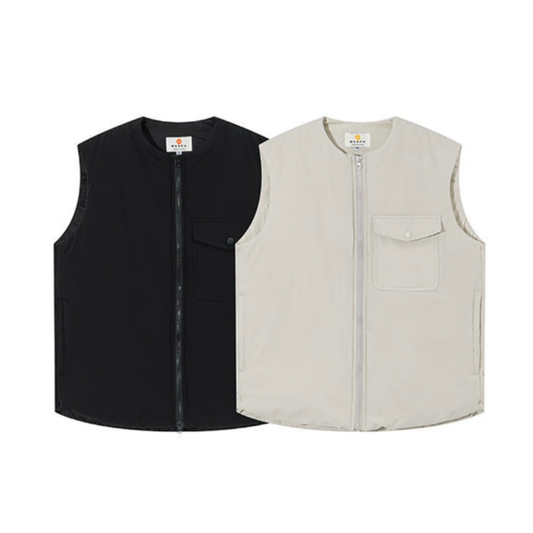 クルーネック　パテッド　ジップベスト　N906