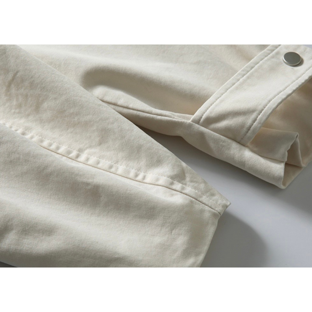 コンパクトツイル　PUレザーカラー　ジャケット　N1140