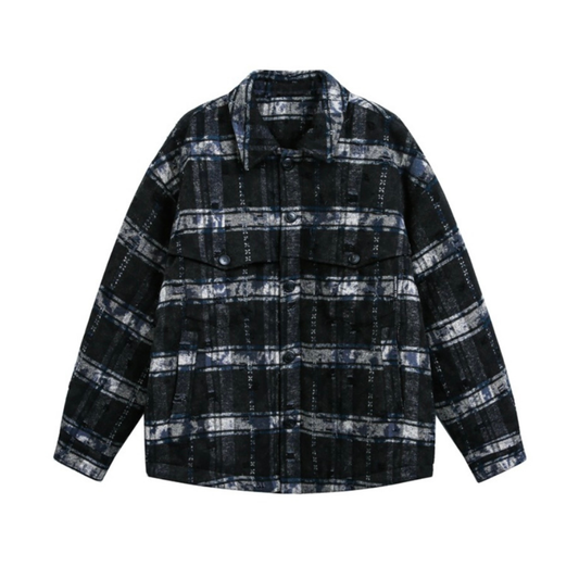 フェードダイ　チェック　シャツジャケット　N1006
