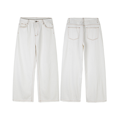 ホワイトデニム　ワイドストレートパンツ　N1098