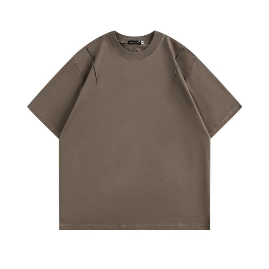 タックディテール　ワイド　半袖Tシャツ　N1383 カーキブラウン