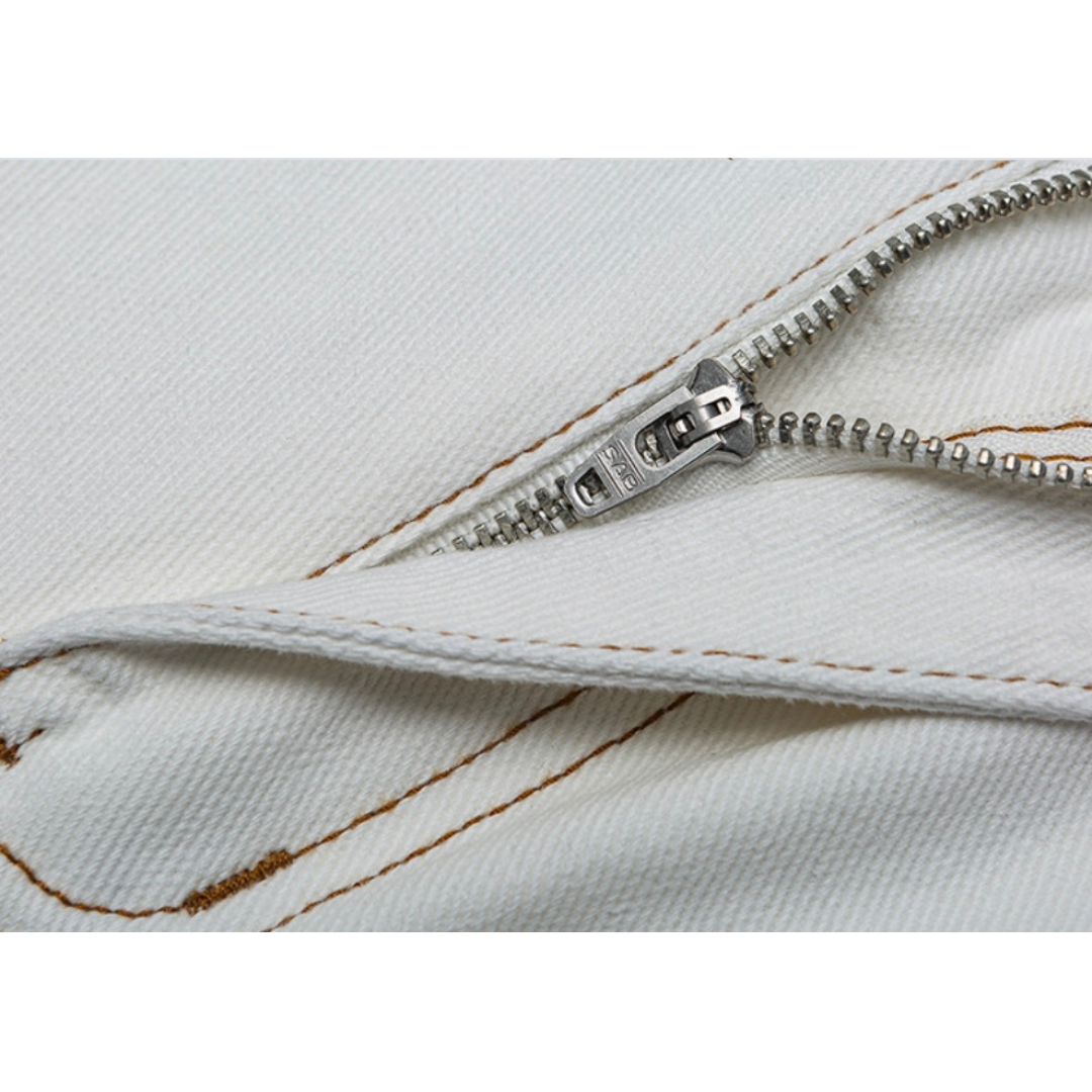 ホワイトデニム　ワイドストレートパンツ　N1098