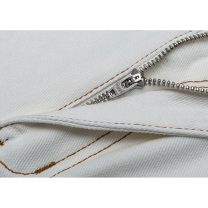 ホワイトデニム　ワイドストレートパンツ　N1098