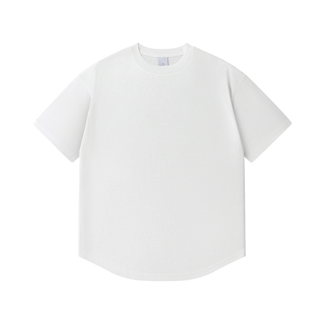 Polyester-Rayon Round Hem T-Shirt N1562 ホワイト