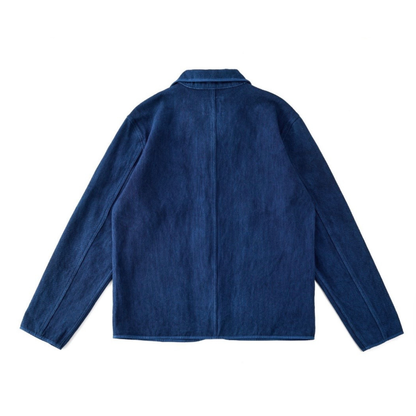 インディゴ染料め　刺し子織り　カバーオール　ジャケット　N1323