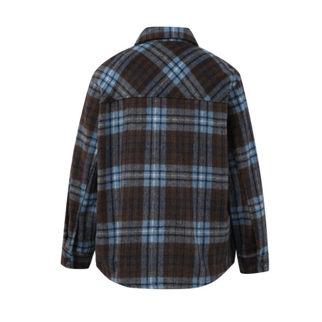 レトロチェック　起毛　シャツジャケット　N1008