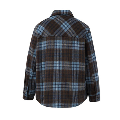 レトロチェック　起毛　シャツジャケット　N1008