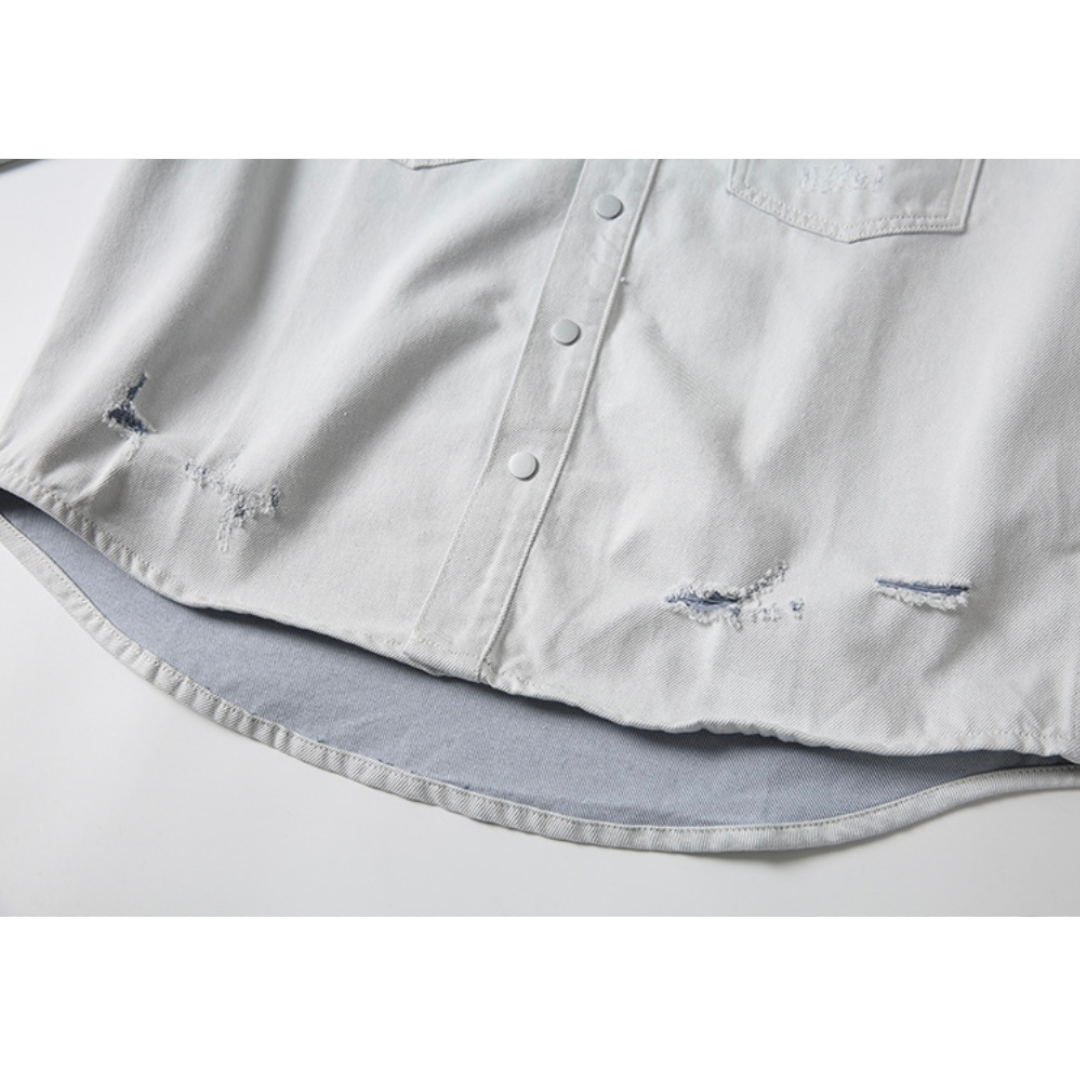 ダメージ　デニム　シャツジャケット　N1095