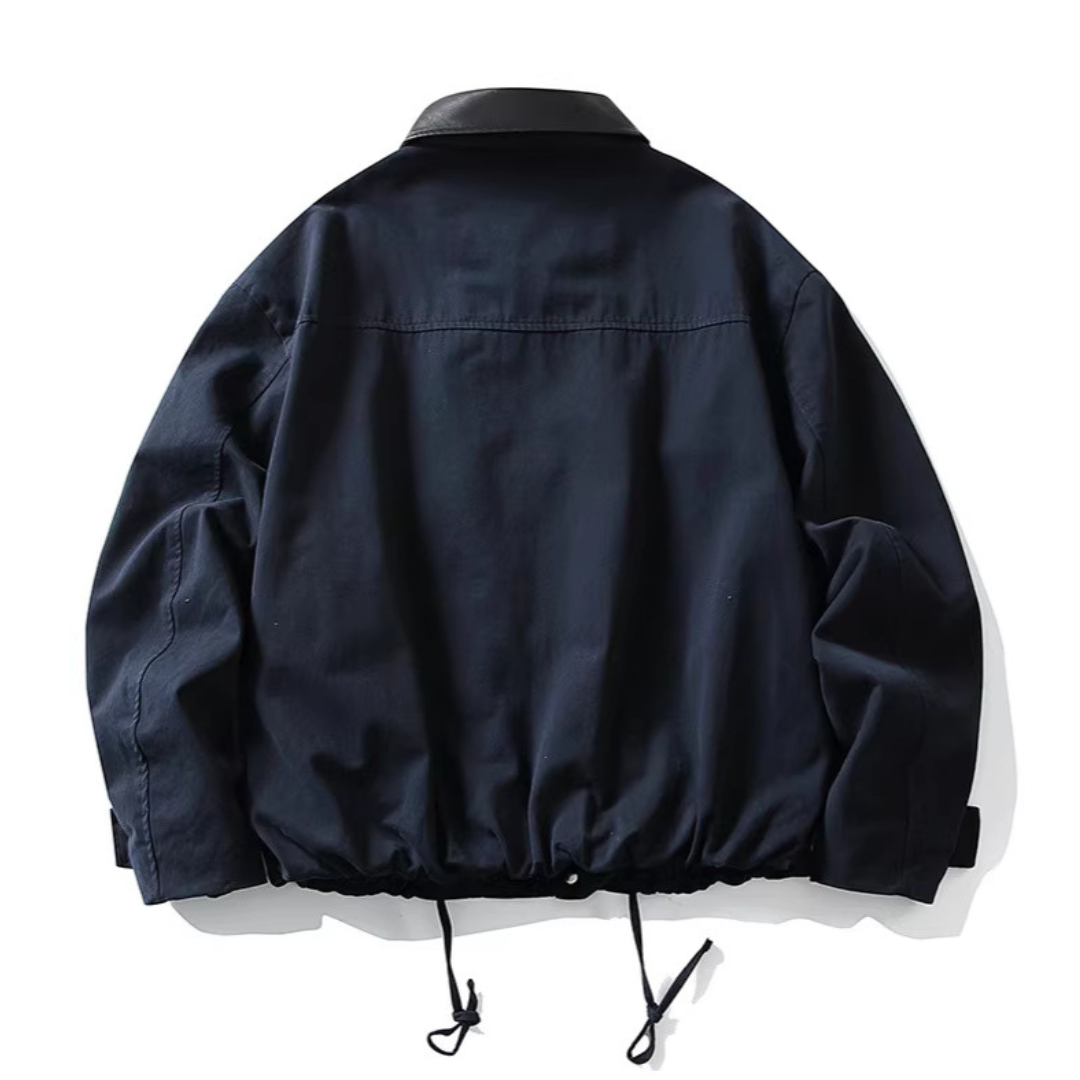 コンパクトツイル　PUレザーカラー　ジャケット　N1140