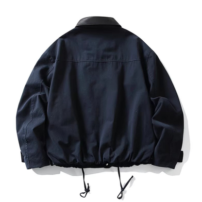 コンパクトツイル　PUレザーカラー　ジャケット　N1140