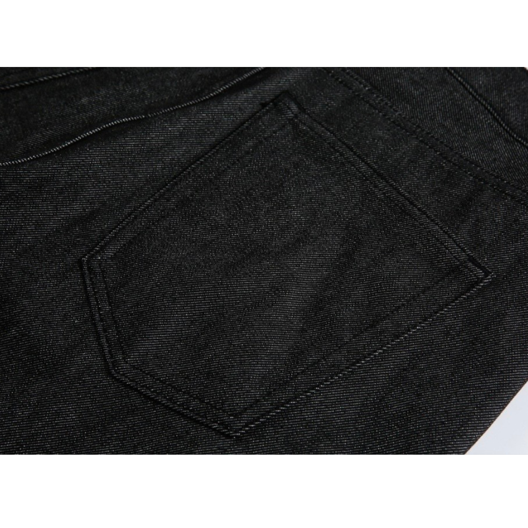ブラックデニム　ワイドハーフパンツ　N1549