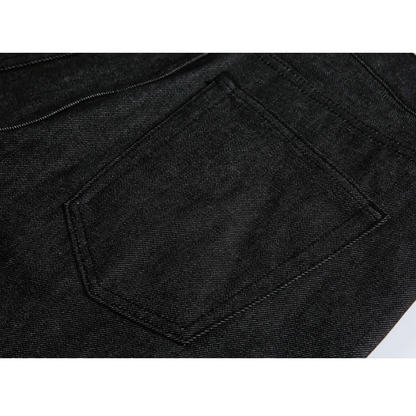 ブラックデニム　ワイドハーフパンツ　N1549