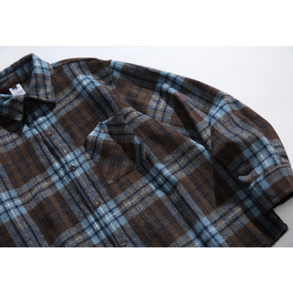 レトロチェック　起毛　シャツジャケット　N1008