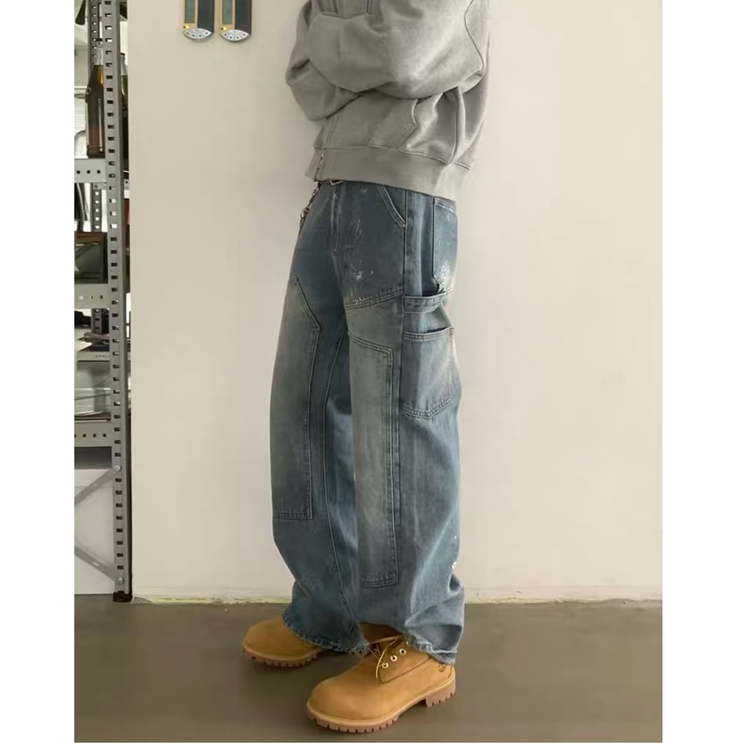 ペイントデニム　ルーズストレート　パンツ　C253